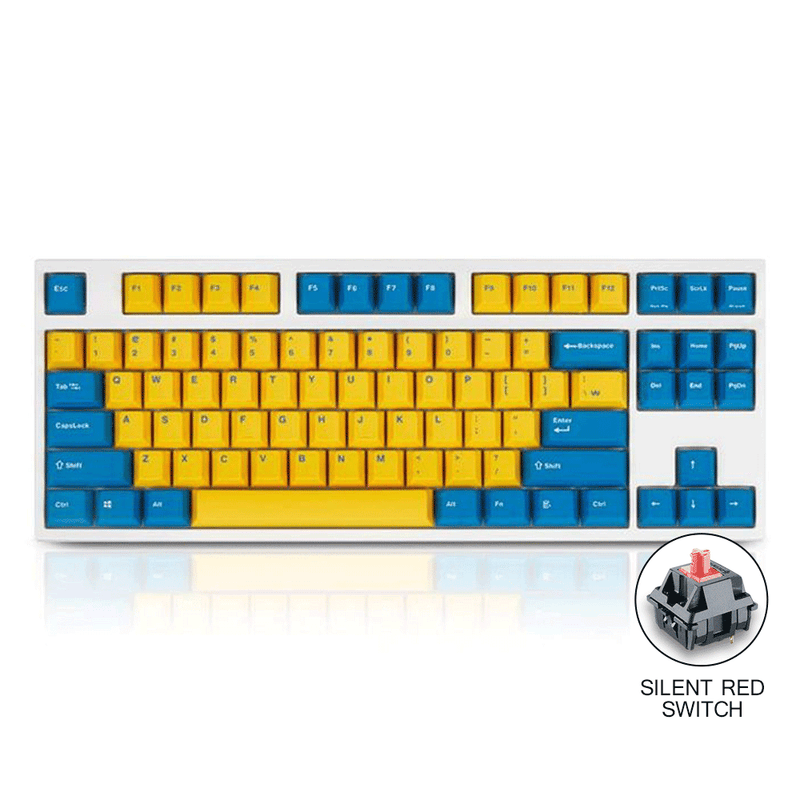 LEOPOLD 87-KEYS MECHANICAL KEYBOARD TWO-TONE YELLOW/BLUE KEYCAPS + BLUE/WHITE FONT (SILENT RED SWITCH) (FC750RS/EYBPD(W)) - DataBlitz