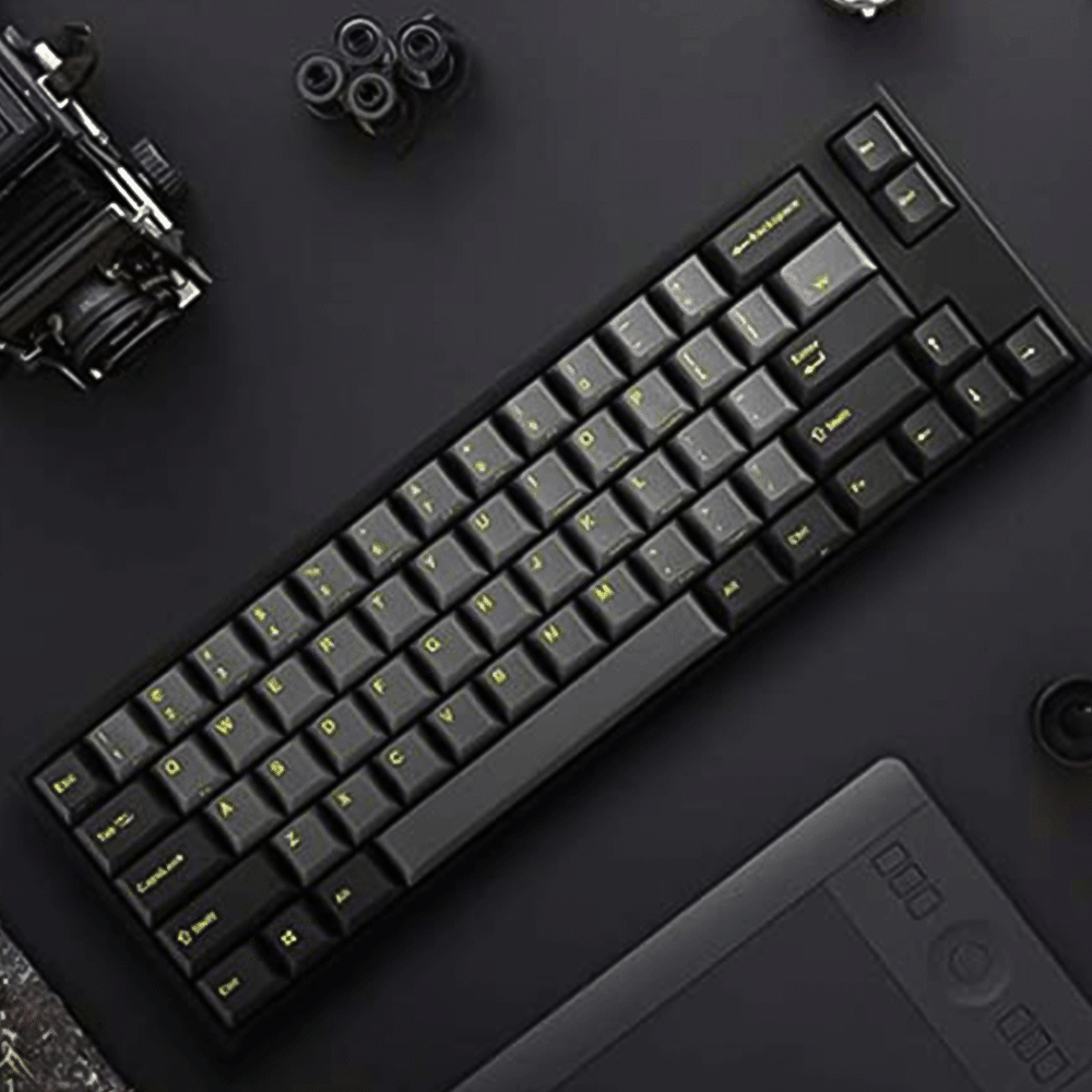LEOPOLD 66-KEYS MECHANICAL MINI KEYBOARD TWO-TONE GRAY/DARK GRAY KEYCAPS + YELLOW FONT (SILENT RED SWITCH) (FC660MS/EGDPD(YF)) - DataBlitz