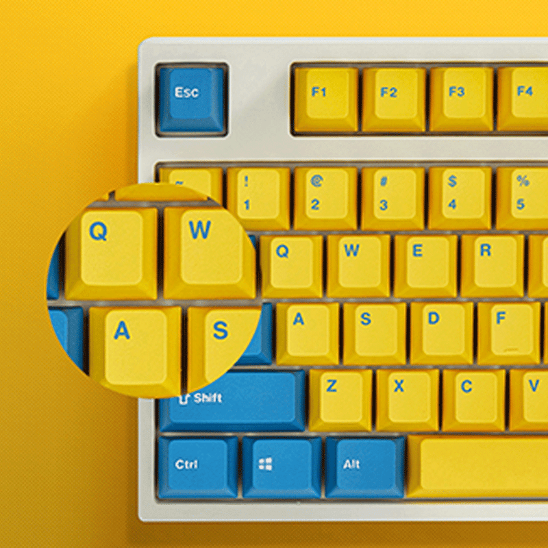 LEOPOLD 87-KEYS MECHANICAL KEYBOARD TWO-TONE YELLOW/BLUE KEYCAPS + BLUE/WHITE FONT (SILENT RED SWITCH) (FC750RS/EYBPD(W)) - DataBlitz