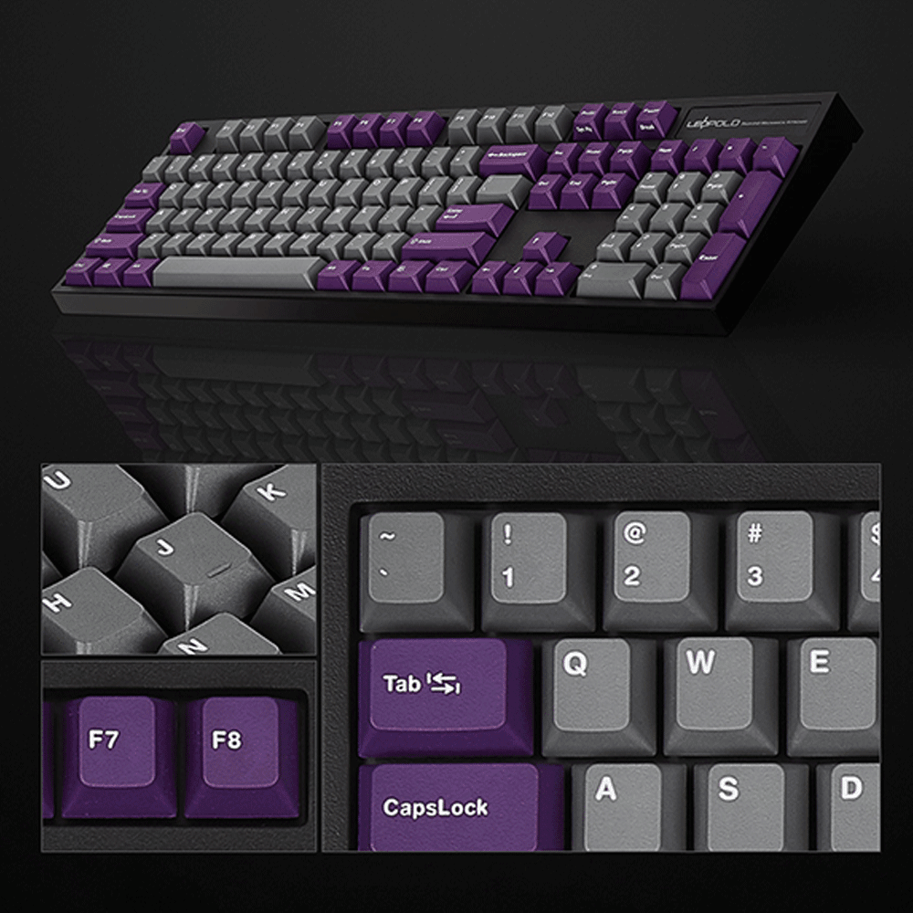 LEOPOLD 104-KEYS MECHANICAL KEYBOARD TWO-TONE GRAY/PURPLE KEYCAP + WHITE FONT (SILENT RED SWITCH) (FC900RS/EGPPD(B)) - DataBlitz
