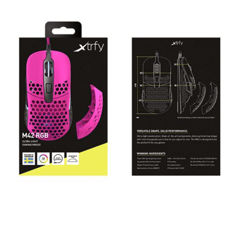 XTRFY M42 RGB ULTRA LIGHT GAMING MOUSE (PINK) - DataBlitz