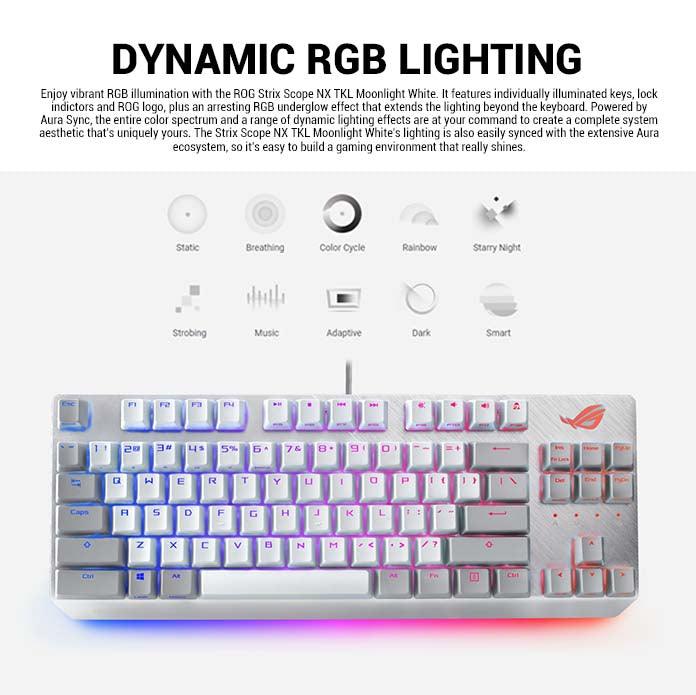 ASUS ROG Strix Scope NX TKL Wired Mechanical Gaming Keyboard (Moonlight White) Blue Switch Clicky & Tactile - DataBlitz