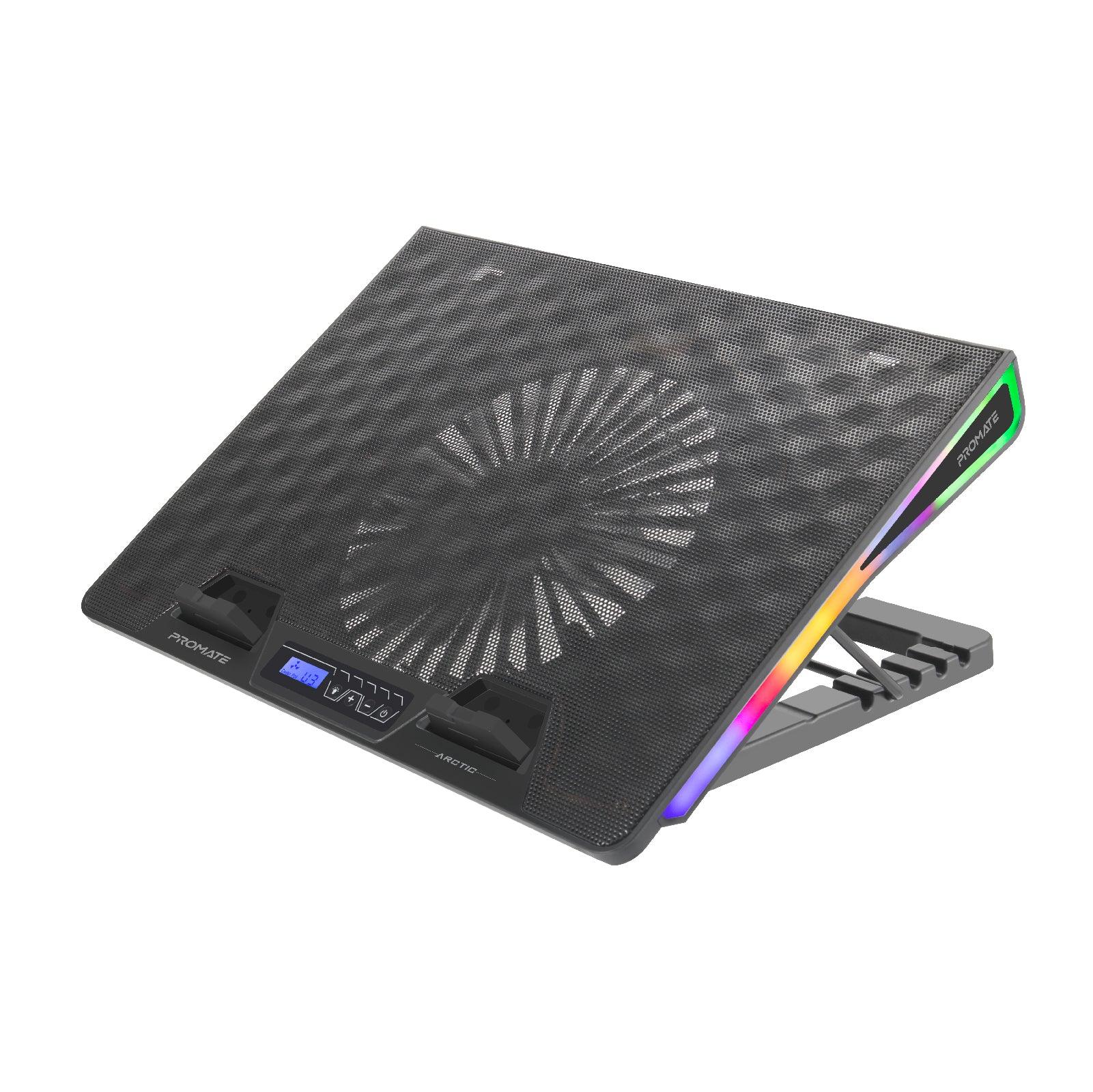 VERTUX ARCTIC PORTABLE HEIGHT ADJUSTABLE GAMING COOLING PAD RAINBOW LED LIGHT BLACK - DataBlitz