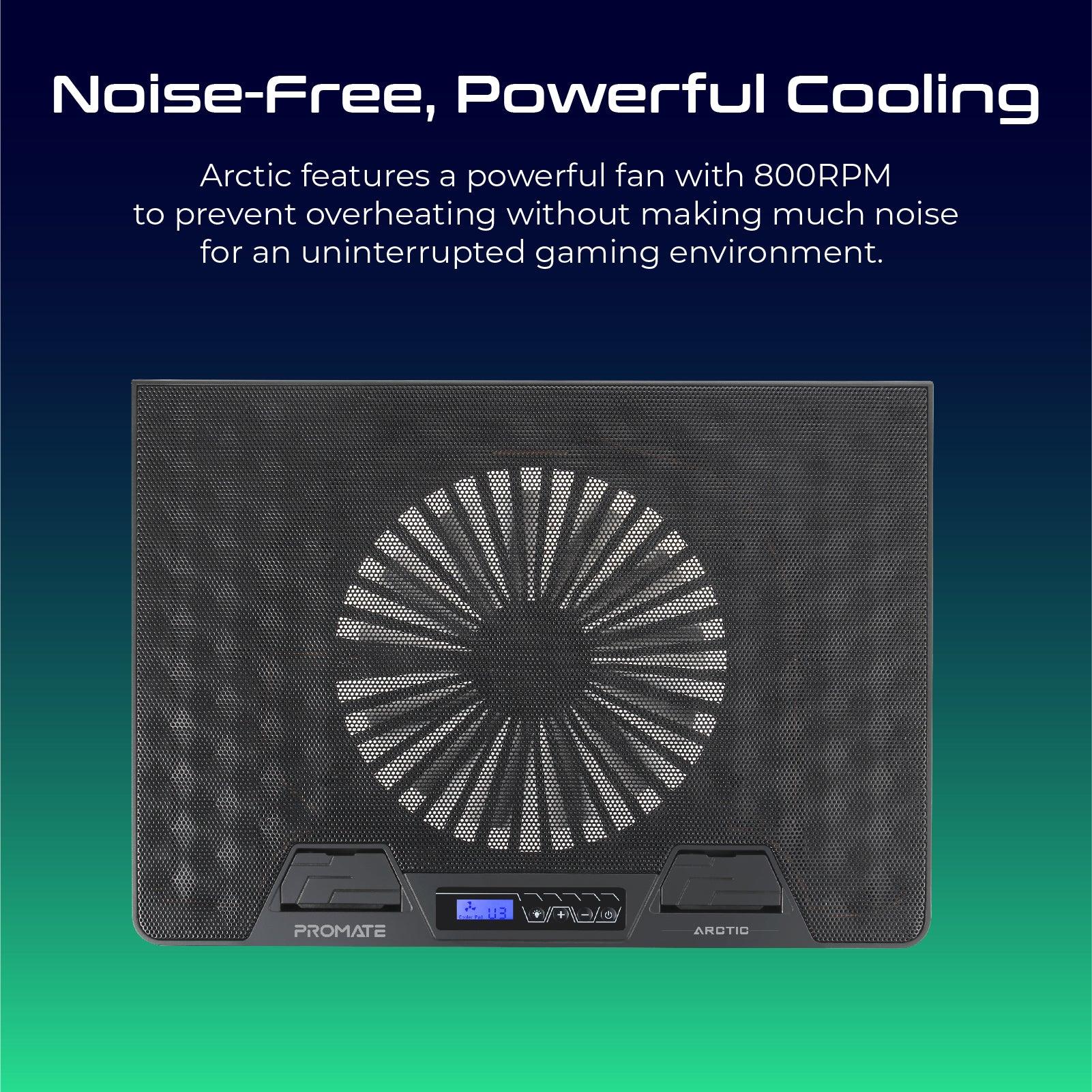 VERTUX ARCTIC PORTABLE HEIGHT ADJUSTABLE GAMING COOLING PAD RAINBOW LED LIGHT BLACK - DataBlitz