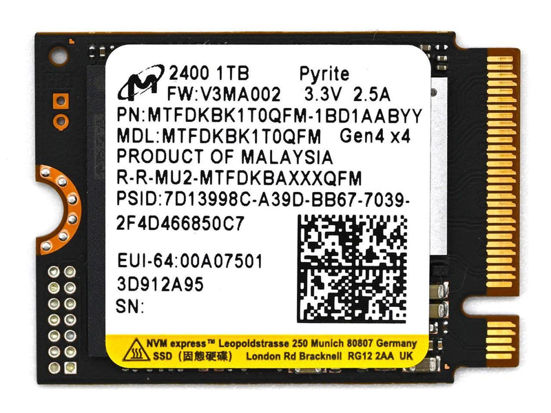 Micron 2400 1TB NVME M.2 2230 SSD (MTFDKBK1T0QFM-1BD1AABYYR)