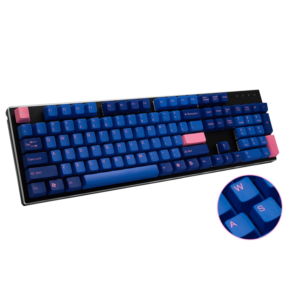 TAIHAO DOUBLE SHOT ABS KEYCAPS SET FOR CHERRY MX SWITCH (104-KEYS) (BLUE/PINK FONT) (C01BL301) - DataBlitz