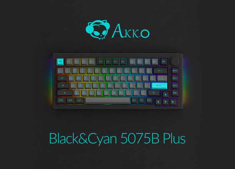 Akko Black & Cyan 5075B Plus Multi-Modes RGB Mechanical Keyboard