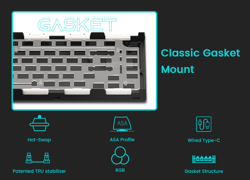 Akko Black & Cyan 5075B Plus Multi-Modes RGB Mechanical Keyboard