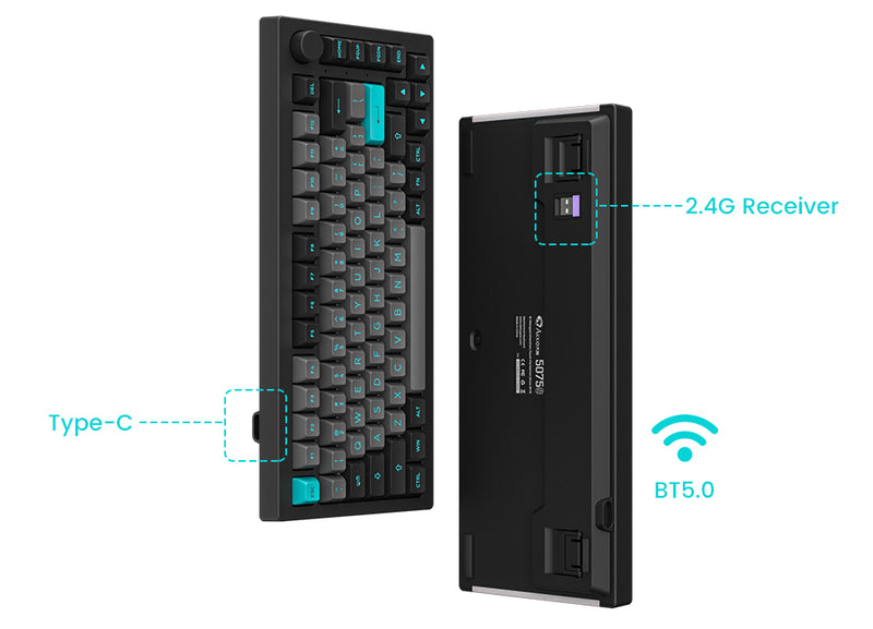 Akko Black & Cyan 5075B Plus Multi-Modes RGB Mechanical Keyboard