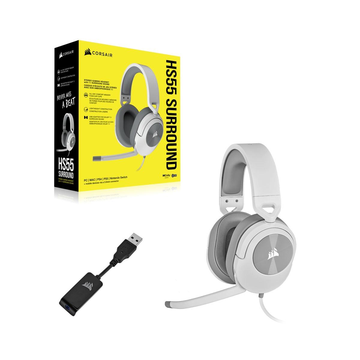 Corsair HS55 Surround Wired Gaming Headset (White) - DataBlitz