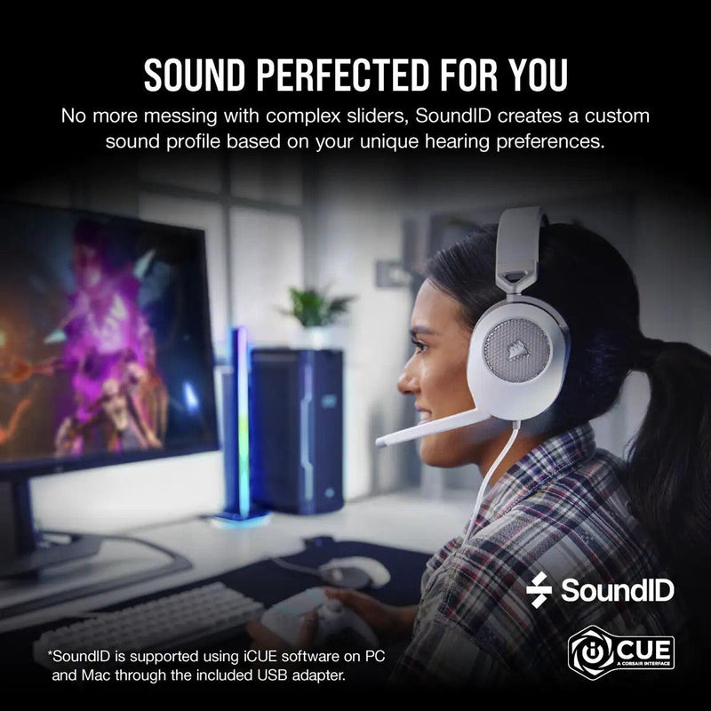 Corsair HS65 Surround Gaming Headset - White