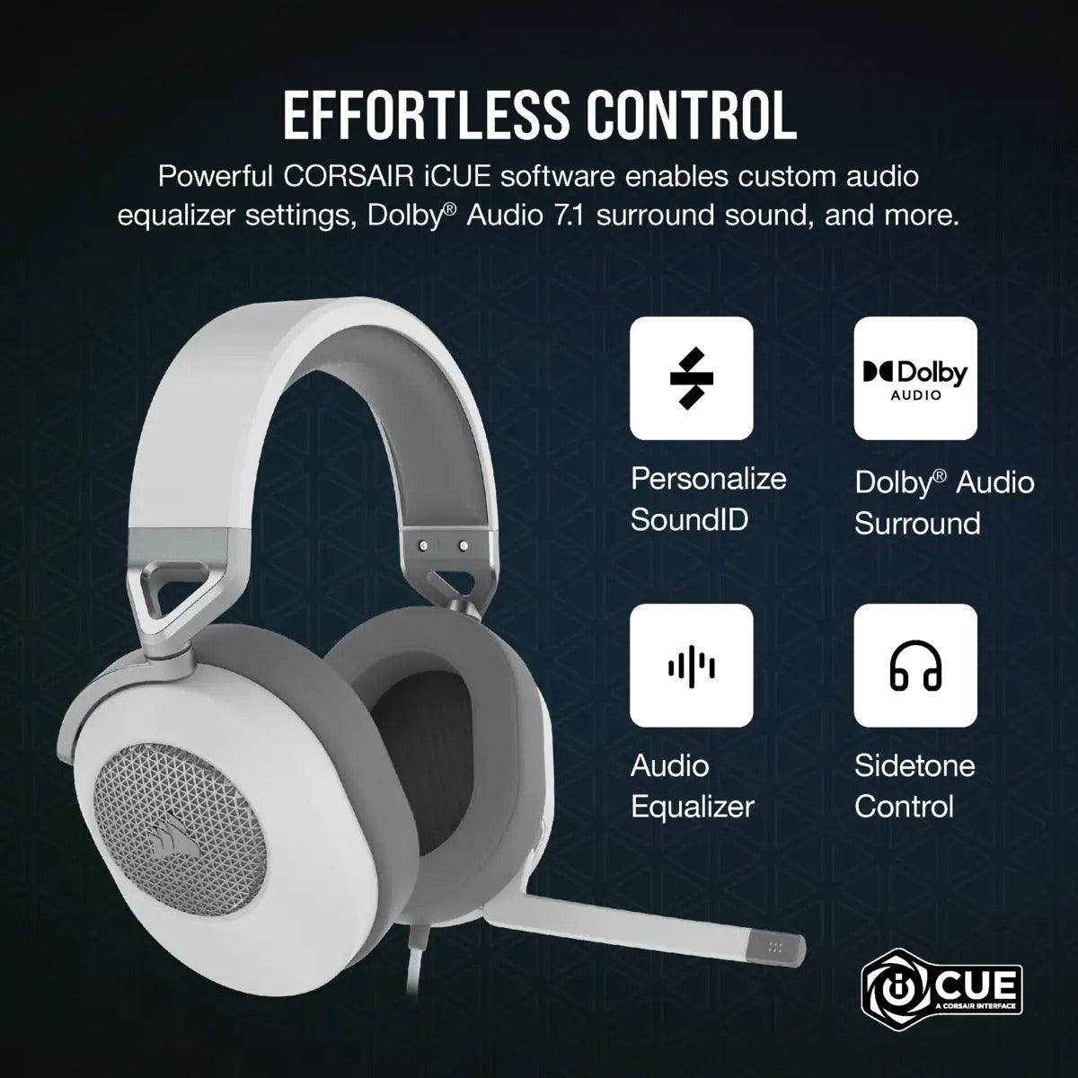 Corsair HS65 Surround Wired Gaming Headset (White) - DataBlitz