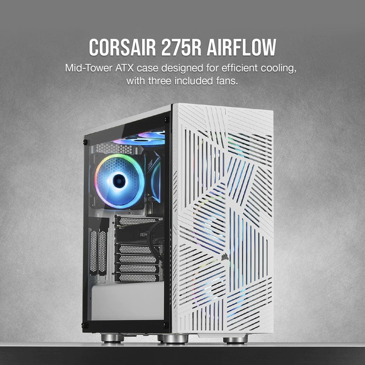 Corsair 275R Airflow Tempered Glass Mid-Tower Gaming Case (White) - DataBlitz