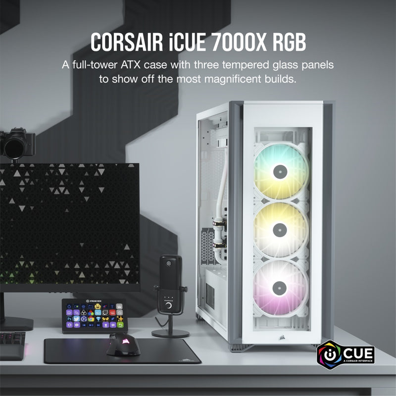 Corsair iCUE 7000X RGB Tempered Glass Full-Tower ATX PC Case (White)