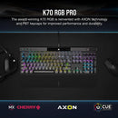 Corsair K70 RGB Pro Mechanical Gaming Keyboard With PBT Double Shot Pro Keycaps (Cherry MX Silent) - DataBlitz