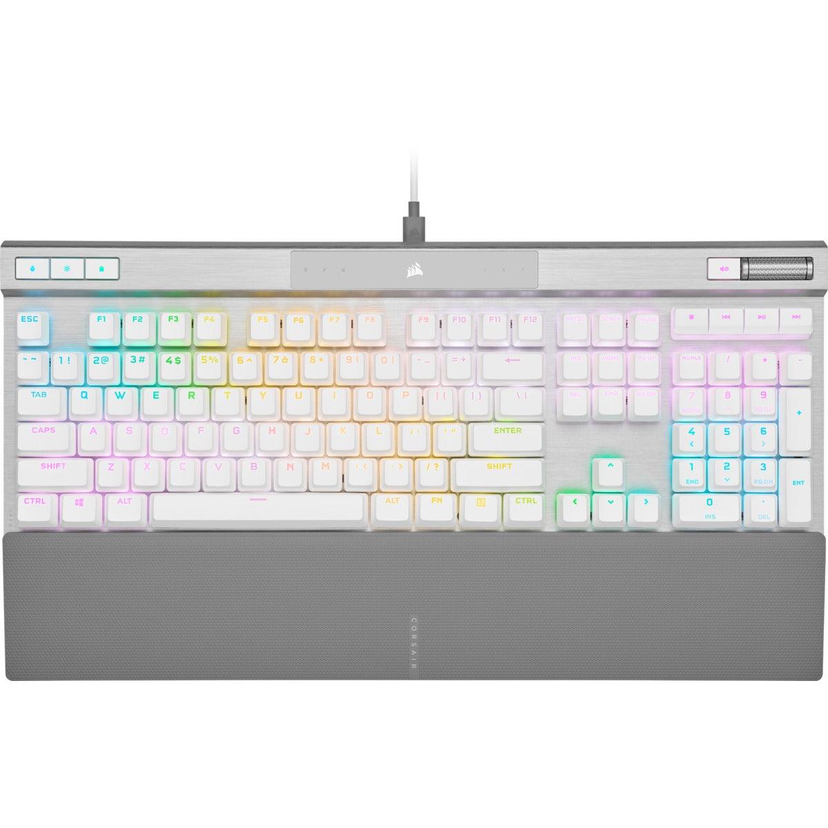 CORSAIR K70 RGB PRO Optical-Mechanical Gaming Keyboard with PBT Double Shot Pro Keycaps (White) - DataBlitz