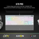 CORSAIR K70 RGB PRO Optical-Mechanical Gaming Keyboard with PBT Double Shot Pro Keycaps (White) - DataBlitz