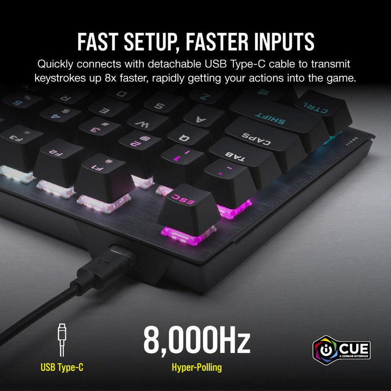 Corsair K60 PRO TKL RGB Optical-Mechanical Gaming Keyboard (OPX Switch Linear & Fast) - DataBlitz