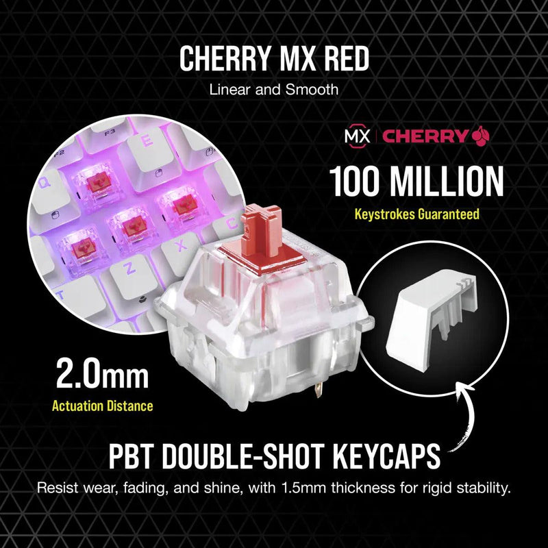 Corsair K65 RGB Mini 60% Mechanical Gaming Keyboard Cherry MX Red (White) - DataBlitz