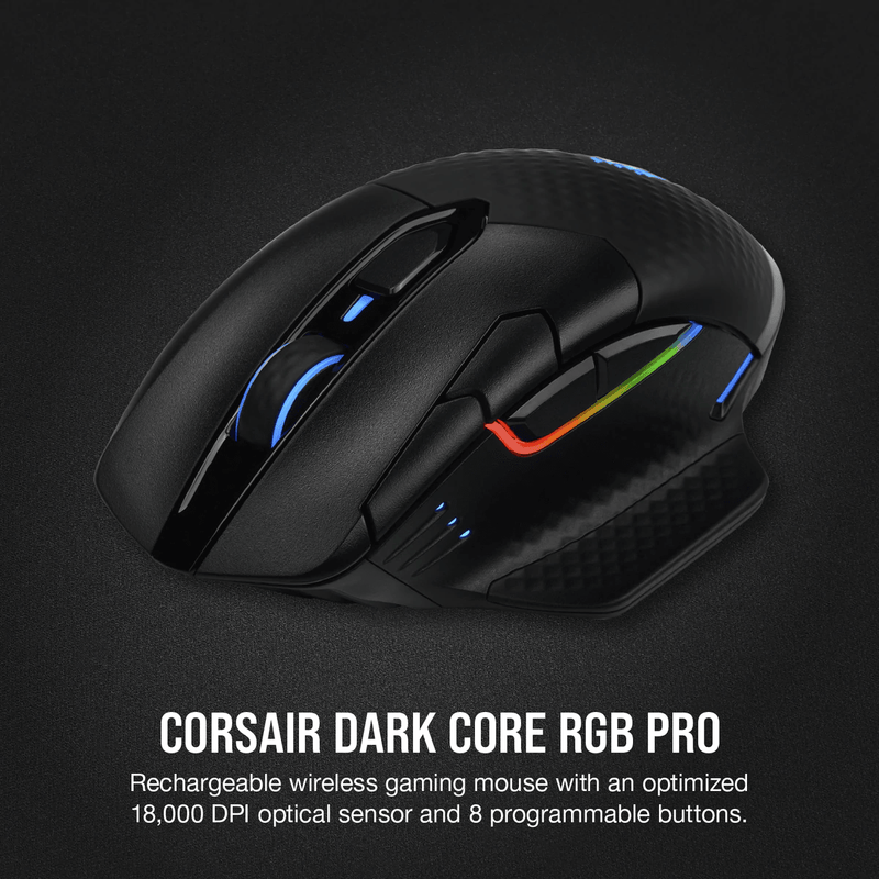 CORSAIR DARK CORE RGB PRO WIRELESS FPS/MOBA GAMING MOUSE W/ SLIPSTREAM - DataBlitz