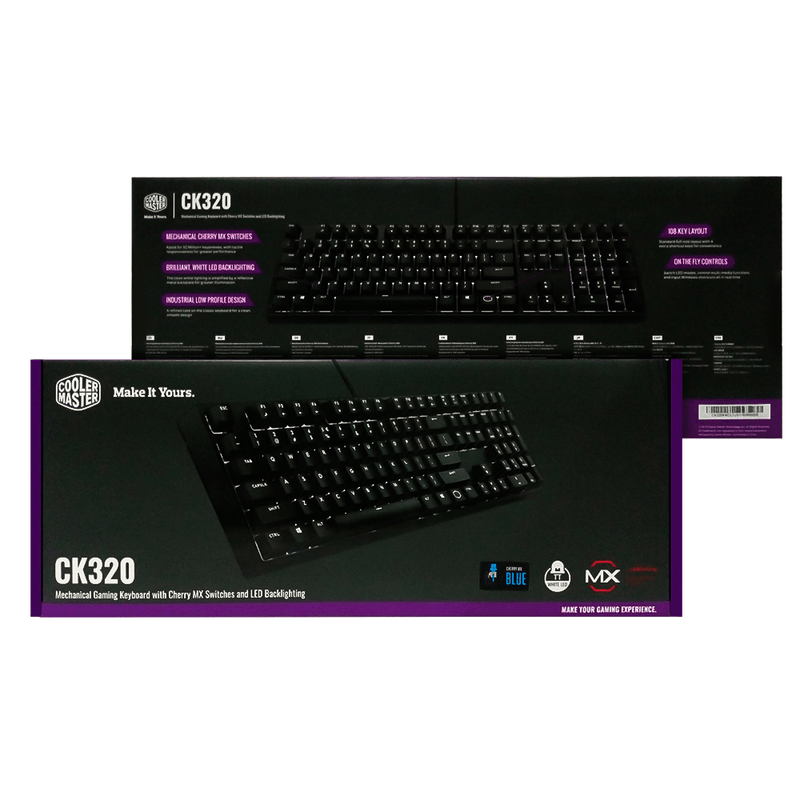 COOLER MASTER CK320 MECHANICAL GAMING KEYBOARD WITH CHERRY MX SWITCHES AND LED BACKLIGHTNING (CHERRY MX BLUE) - DataBlitz