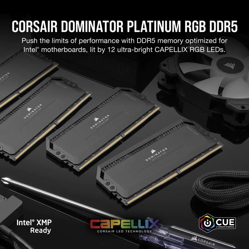 CORSAIR Dominator Platinum RGB 32GB (2x16GB) DDR5 DRAM 5600MHZ C36 Memory Kit (Black) (CMT32GX5M2B5600C36) - DataBlitz