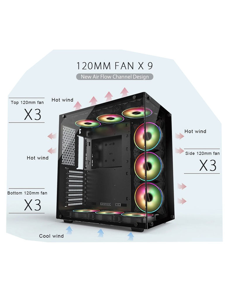Coolman Robin 2 Dual Chamber Tempered Glass ATX Case (Black)