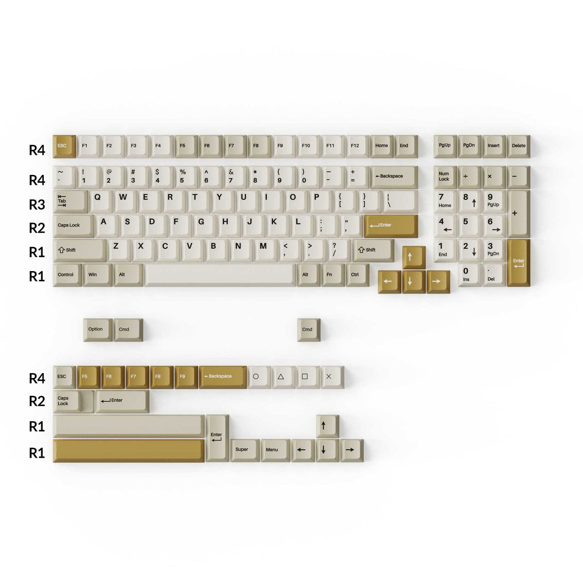 Keychron Cherry Profile Double Shot PBT Full Set Keycaps - Khaki