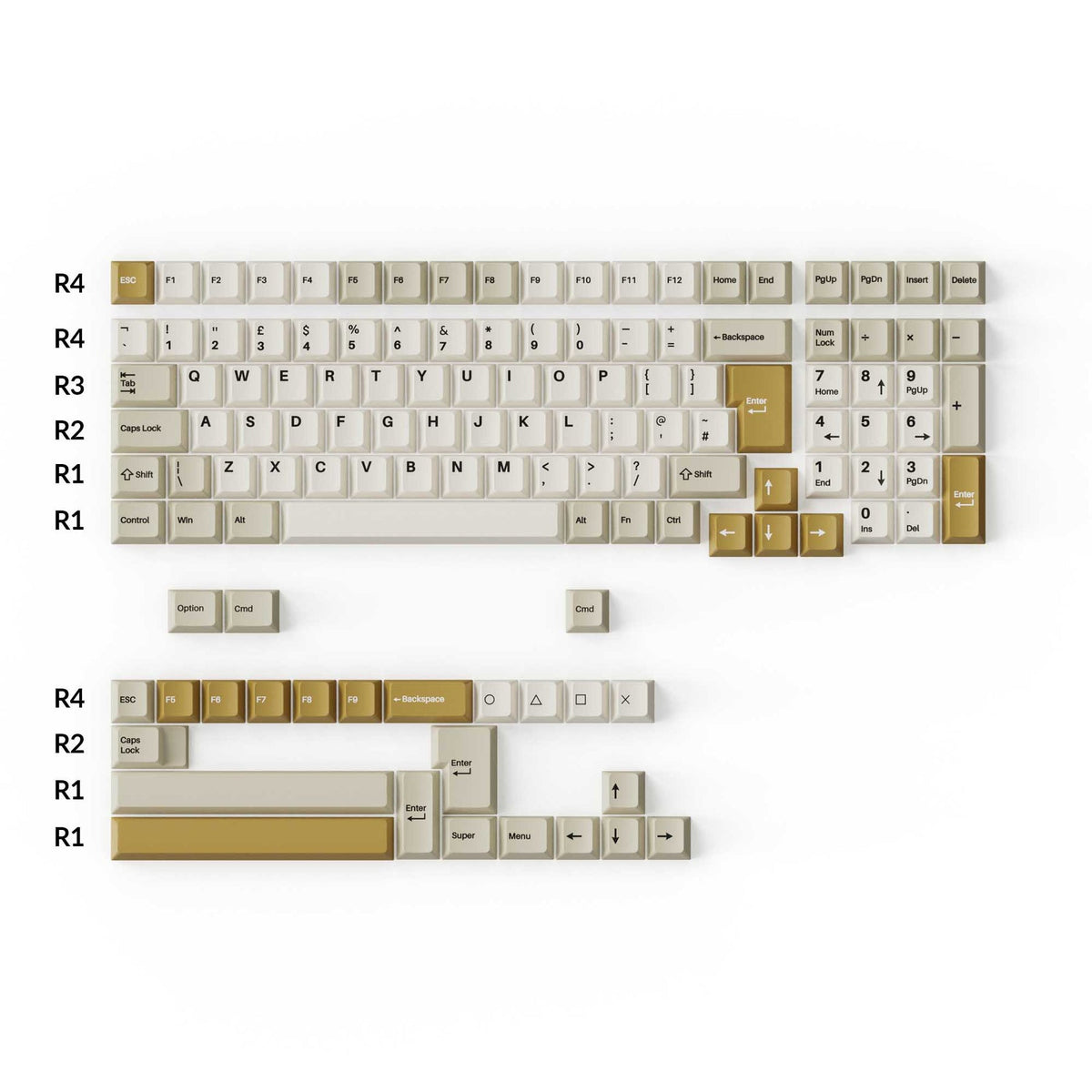 Keychron Cherry Profile Double Shot PBT Full Set Keycaps - Khaki
