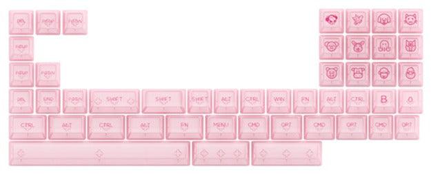 AKKO Clear Pink Transparent Keycaps Set ASA 155 Keys - DataBlitz