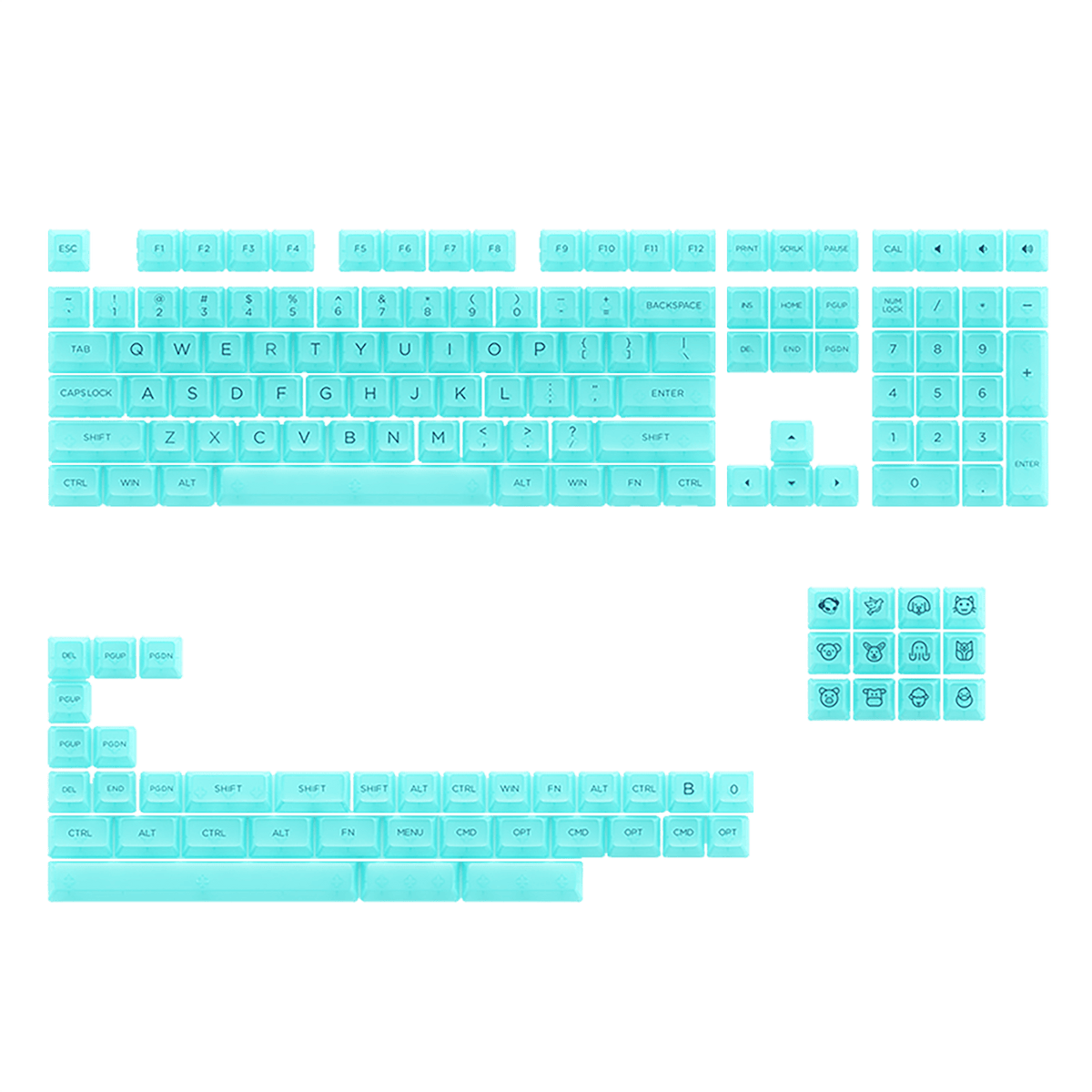 AKKO Clear Mint Transparent Keycaps Set ASA 155 Keys - DataBlitz