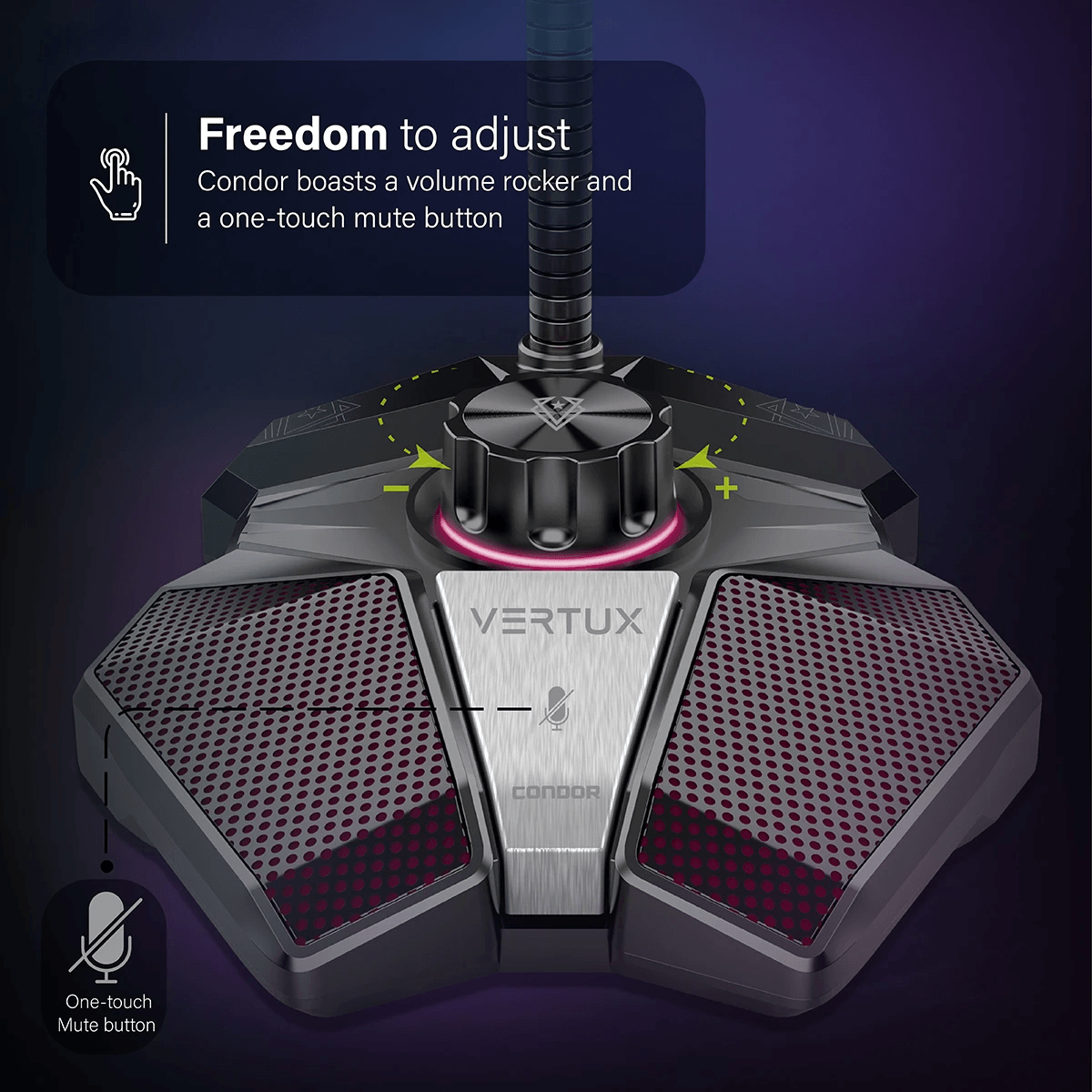 Vertux Condor High Sensitivity Gaming Microphone Black - DataBlitz