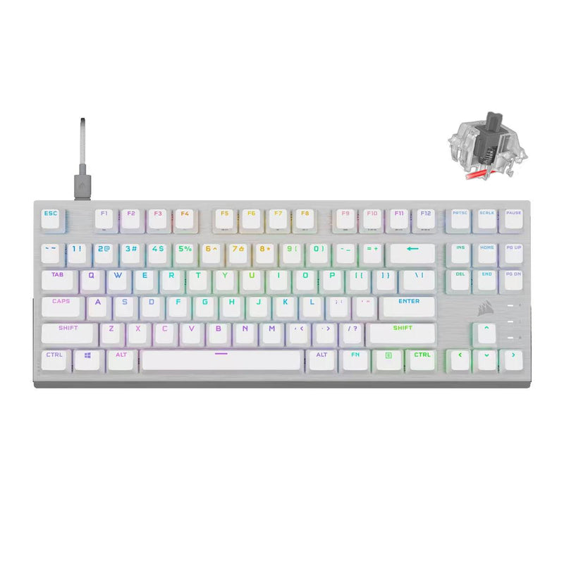 Corsair K60 Pro TKL RGB Tenkeyless Optical-Mechanical Gaming Keyboard (White) (Corsair OPX Switch) - DataBlitz