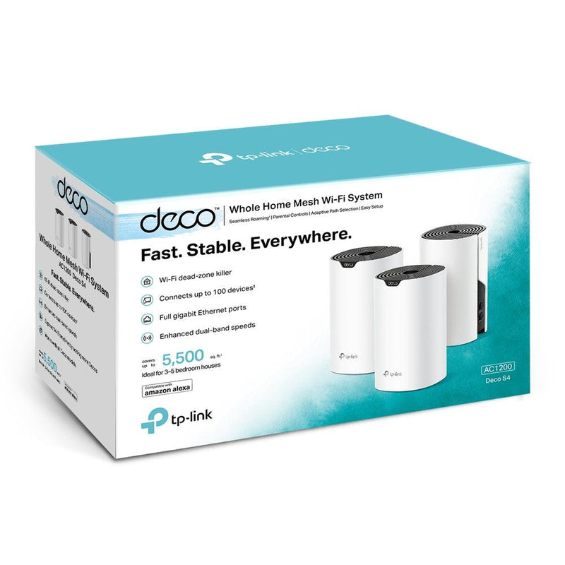 TP-LINK AC1200 Whole Home Mesh Wi-Fi System Compatible With Amazon Alexa (White) (Deco S4 (3-Pack)) - DataBlitz