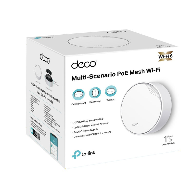 TP-Link AX3000 Whole Home Mesh WiFi 6 System With POE (Deco X50-POE)