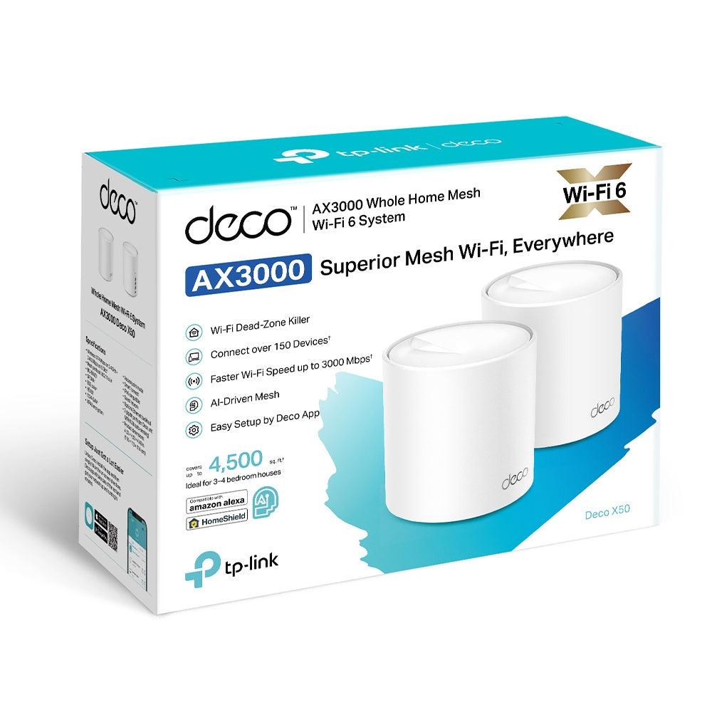 TP-Link AX3000 Whole Home Mesh Wi-Fi 6 System Compatible With Amazon Alexa (White) (Deco X50 (2-Pack)) - DataBlitz