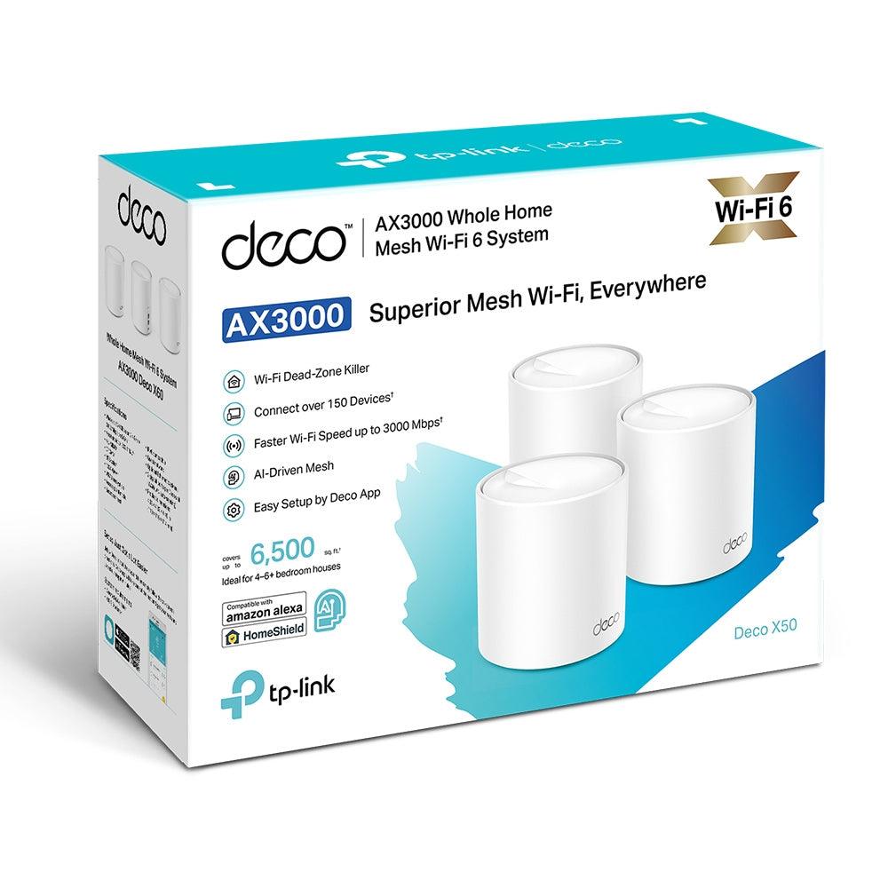 TP-Link AX3000 Whole Home Mesh Wi-Fi 6 System Compatible With Amazon Alexa (White) (Deco X50 (3-Pack)) - DataBlitz