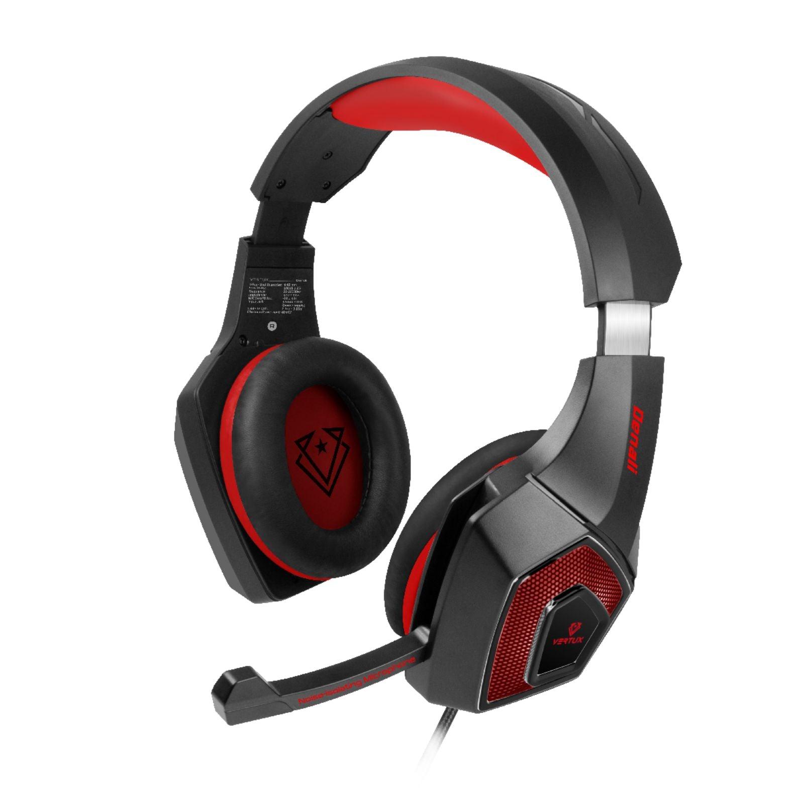 VERTUX DENALI HIGH FIDELITY SURROUND SOUND GAMING HEADSET RED - DataBlitz