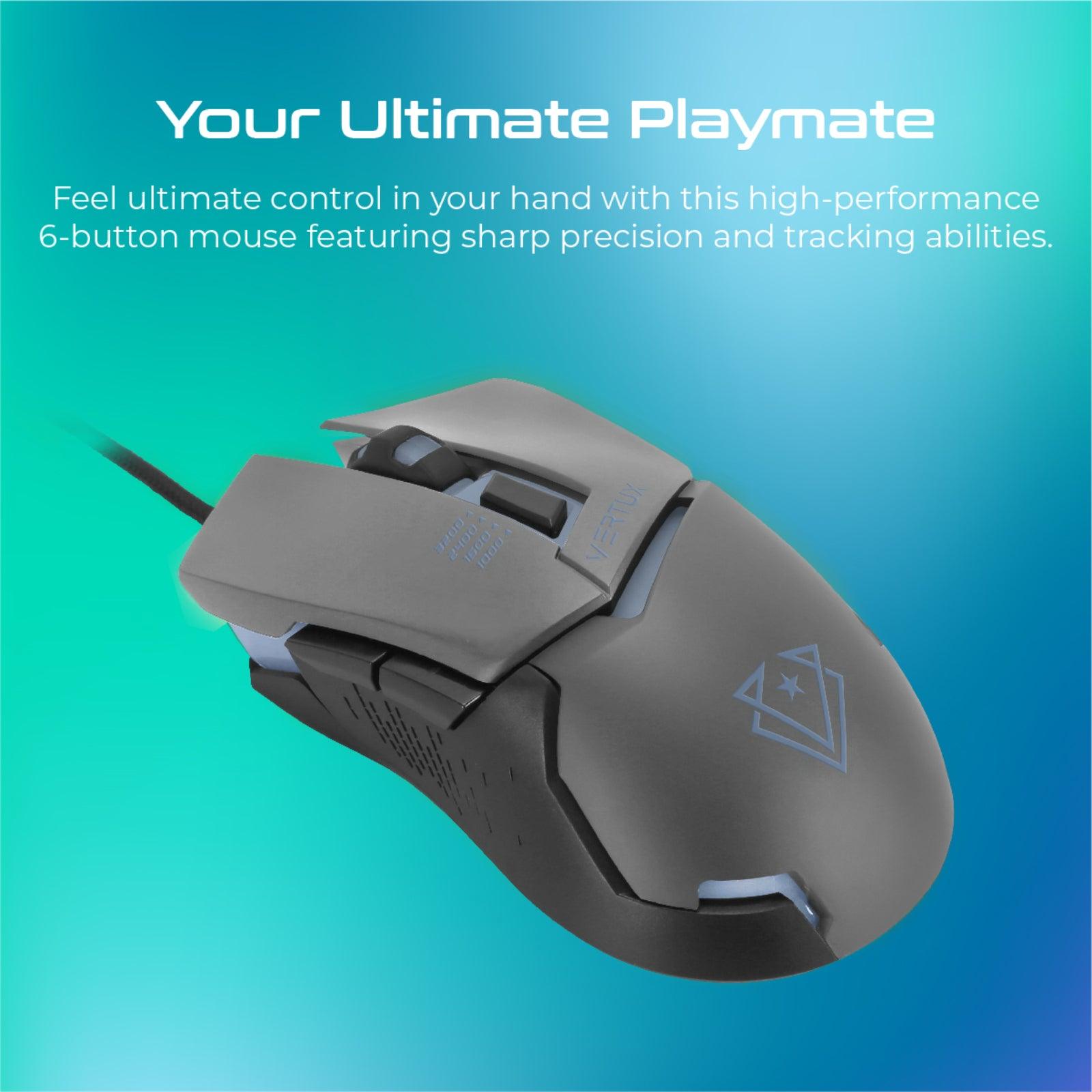 VERTUX DOMINATOR QUICK RESPONSE WIRED ERGONOMIC GAMING MOUSE GREY - DataBlitz