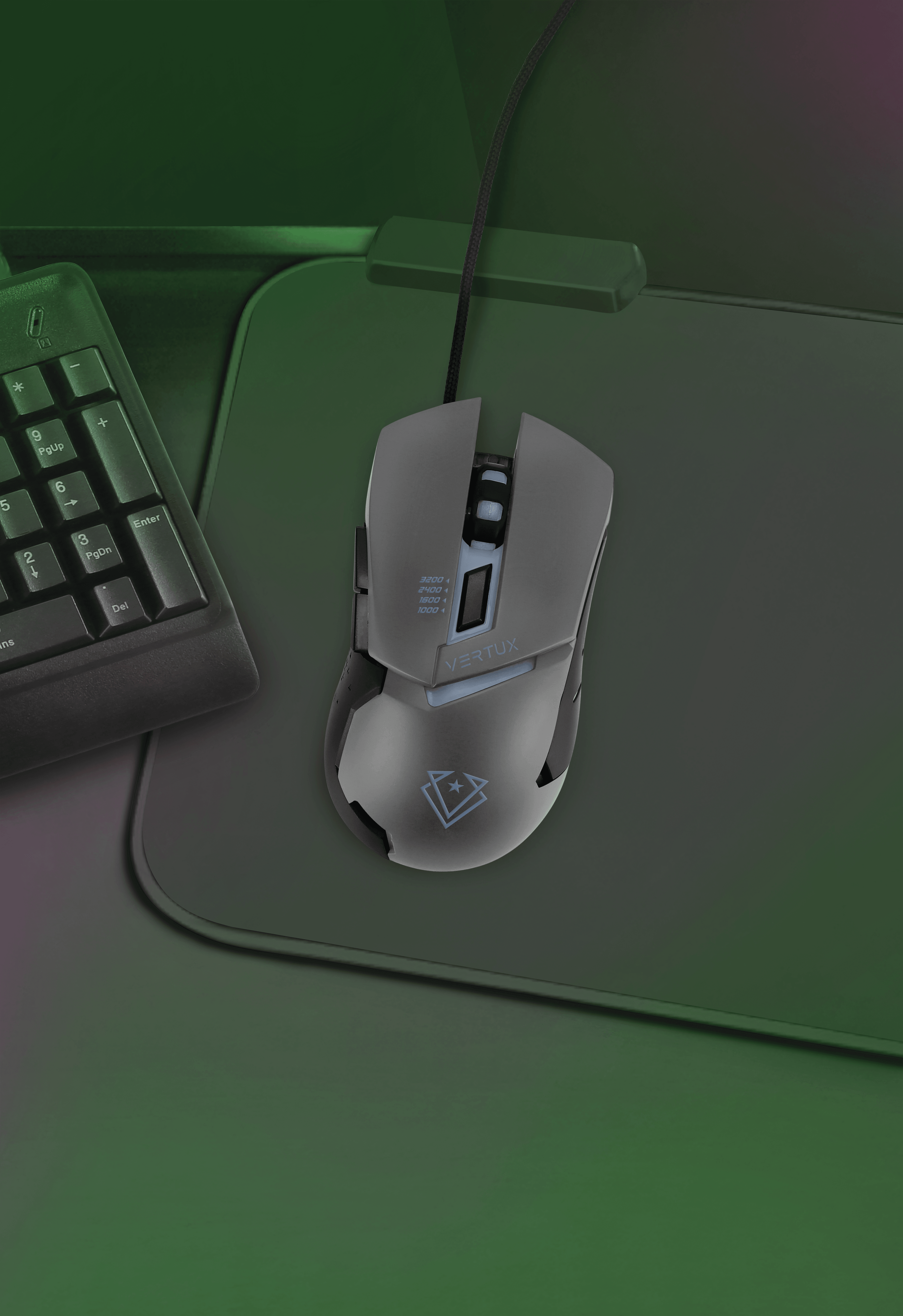 VERTUX DOMINATOR QUICK RESPONSE WIRED ERGONOMIC GAMING MOUSE GREY - DataBlitz