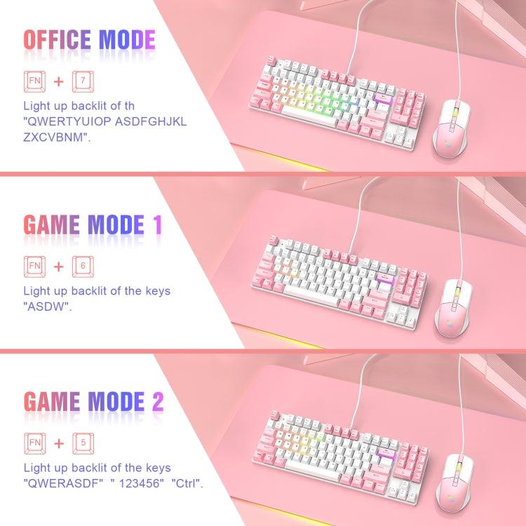 Onikuma G26 + CW916 RGB Wired Keyboard Mouse Set (White + Pink) - DataBlitz