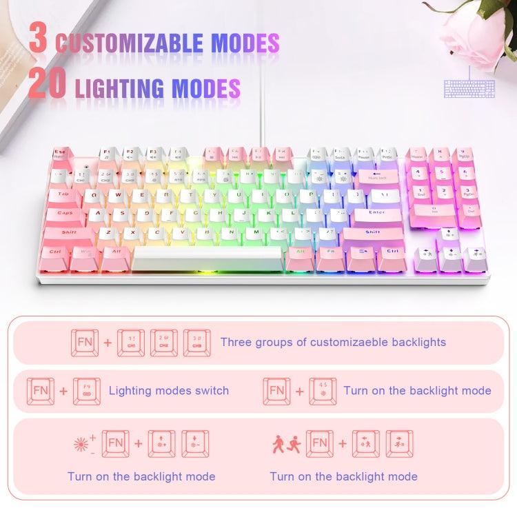 Onikuma G26 + CW916 RGB Wired Keyboard Mouse Set (White + Pink) - DataBlitz