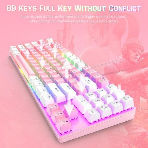 Onikuma G26 + CW916 RGB Wired Keyboard Mouse Set (Pink + White) - DataBlitz