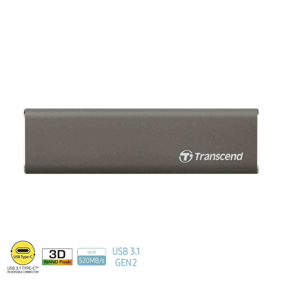 Transcend 960GB ESD250C USB 3.1 Gen 2 Type-C Portable SSD (Space Gray) (TS960GESD250C) - DataBlitz