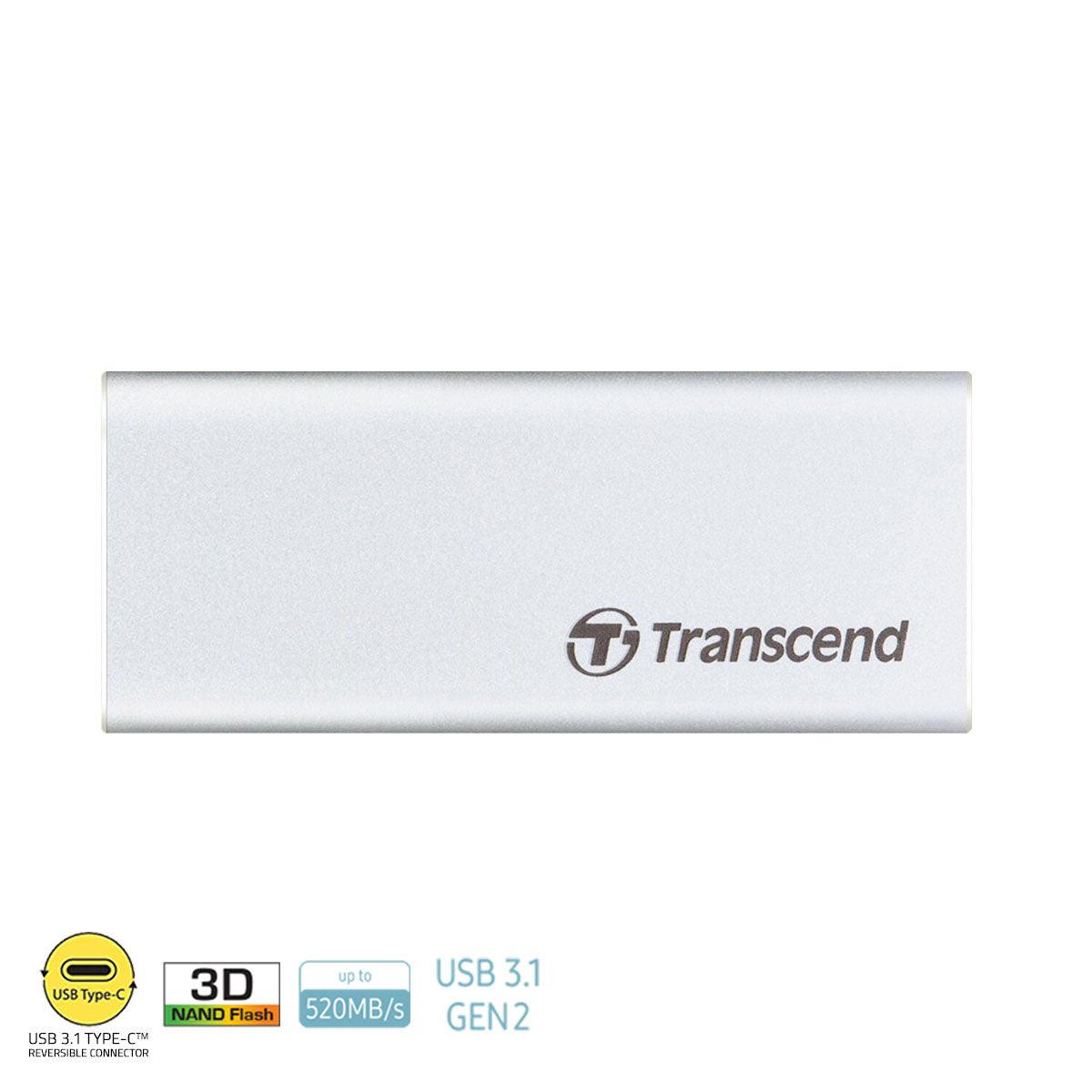 Transcend 1TB ESD260C USB 3.1 Gen 2 Type-C Portable SSD (Silver) (TS1TESD260C) - DataBlitz