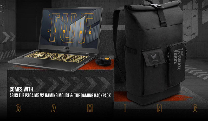 ASUS TUF A17 FA706QM-HX024T GAMING LAPTOP (ECLIPSE GRAY) | 17.3"  FHD | RYZEN 7 5800H | 8GB DDR4 | 1TB SSD | RTX 3060 | WIN10 + TUF GAMING BACKPACK + ASUS TUF P304 M5 V2 GAMING MOUSE + TUF STICKER - DataBlitz