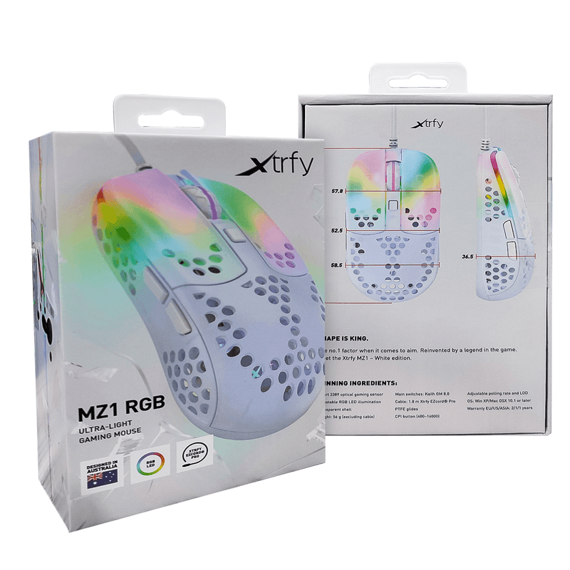 XTRFY MZ1 RGB ULTRA-LIGHT GAMING MOUSE (WHITE) - DataBlitz