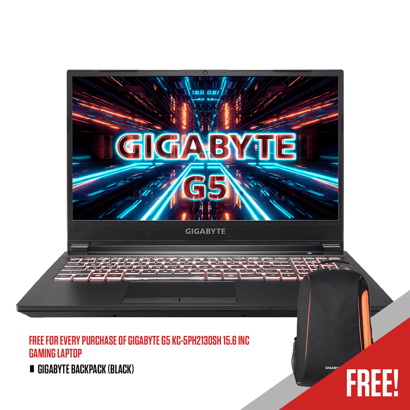 GIGABYTE G5 KC-5PH2130SH 15.6" GAMING LAPTOP + GIGABYTE BACKPACK (BLACK) - DataBlitz