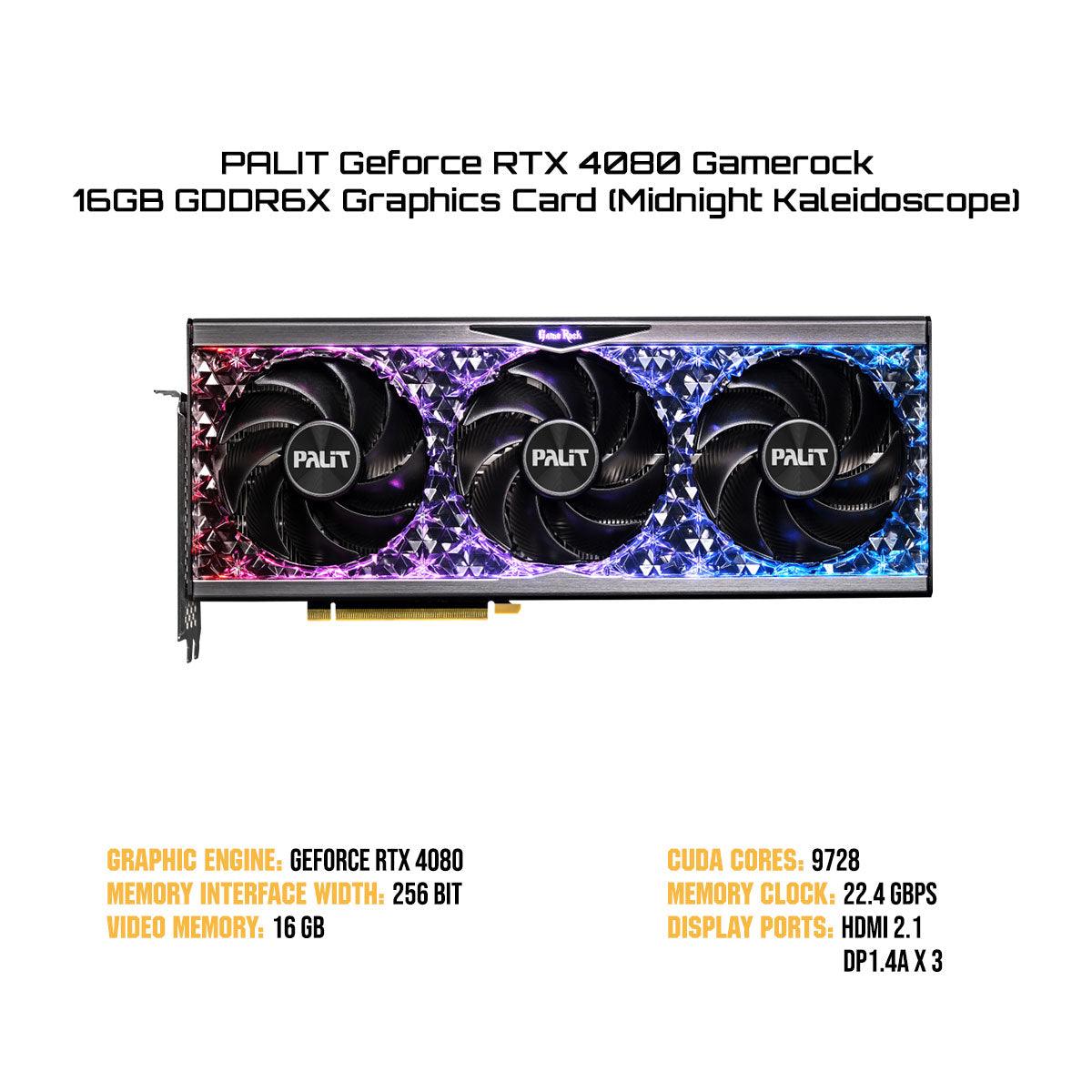 PALIT Geforce RTX 4080 Gamerock 16GB GDDR6X Graphics Card (Midnight Kaleidoscope) - DataBlitz