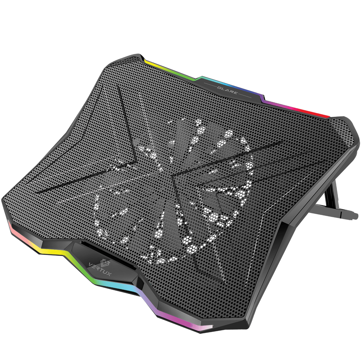 Vertux Glare Quiet Cooling Laptop Stand With Rainbow Led Lights Black - DataBlitz